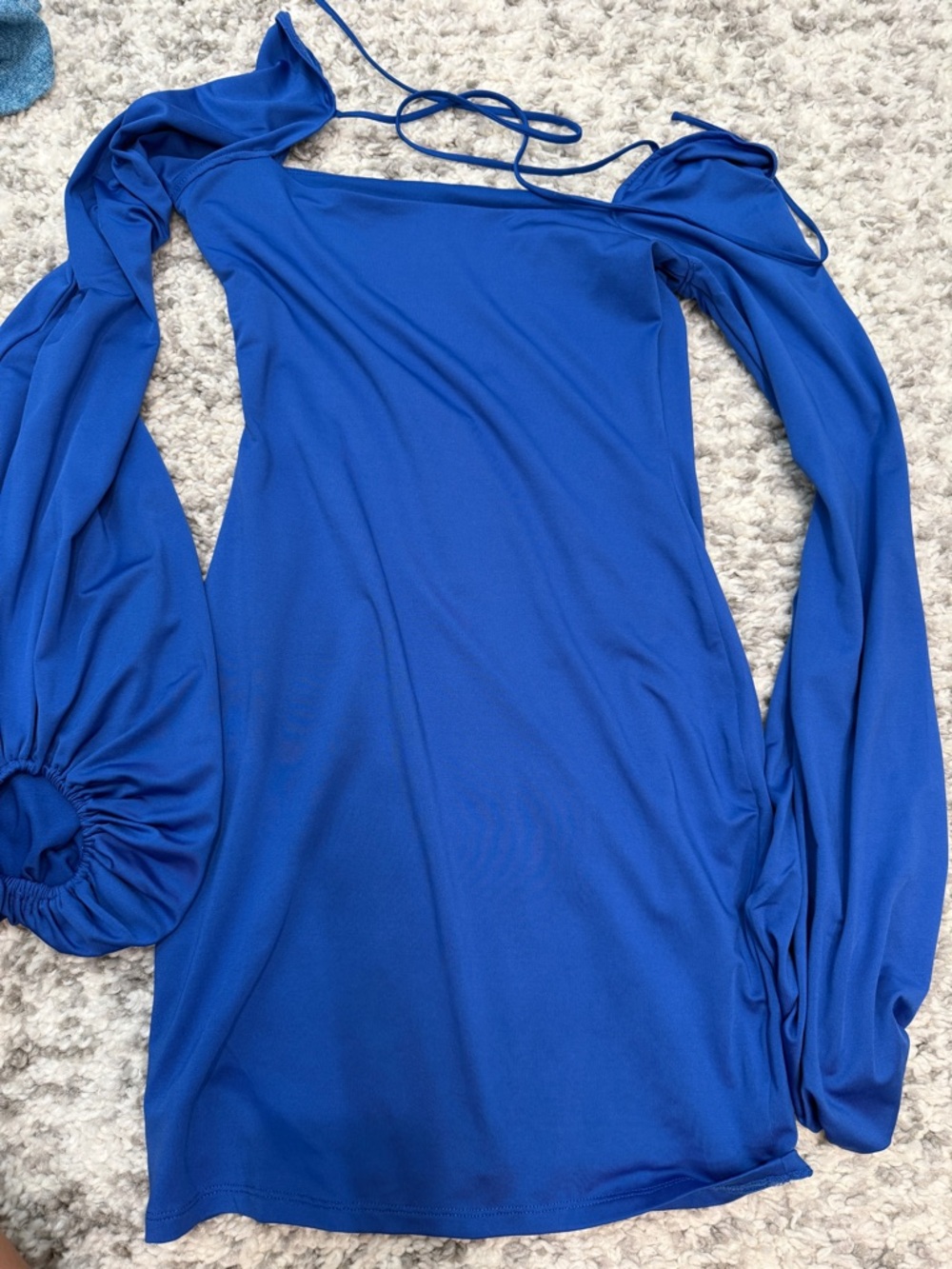 Lucy in the Sky Vibrant Blue Square Neck Mini Dress - Picture 2 of 4